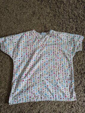 Nurse Medical Scrub top - Women's XL, multicolor print, HQ brand